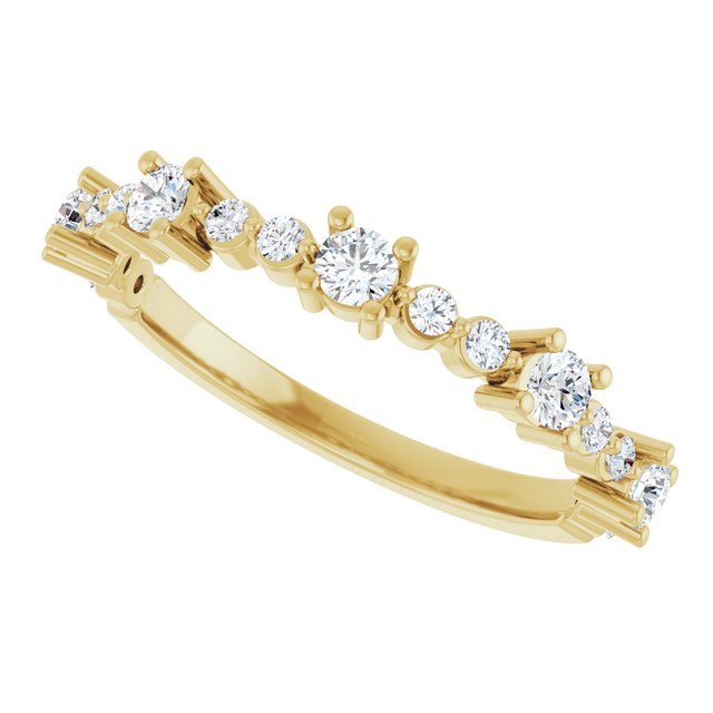 Round White Sapphire & Diamond Stackable Ring in Yellow Gold