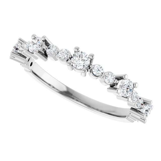 Round White Sapphire Stackable Ring with Diamond Accents in Platinum