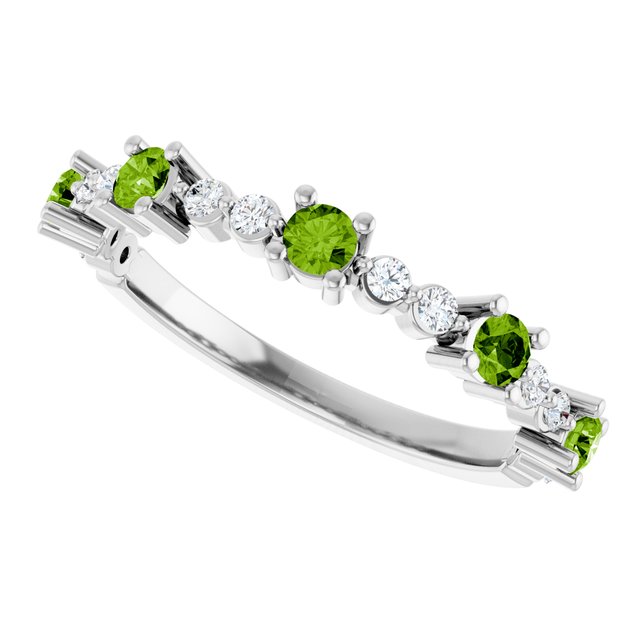 Round Peridot Stackable Ring with Diamond Accents in Platinum