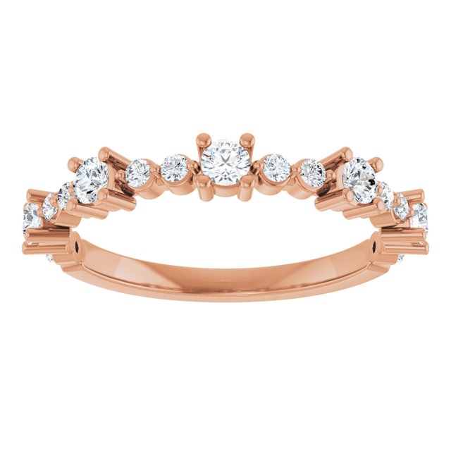 Round White Sapphire & Diamond Stackable Ring in Rose Gold