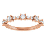 Round White Sapphire & Diamond Stackable Ring in Rose Gold