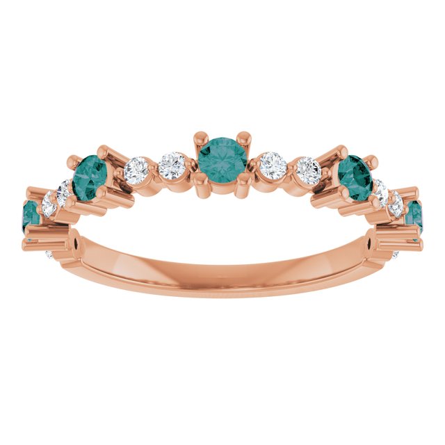 Round Lab-Grown Alexandrite & Diamond Stackable Ring in Rose Gold