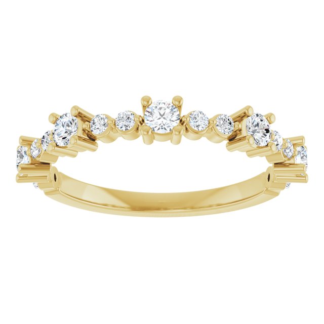 Round White Sapphire & Diamond Stackable Ring in Yellow Gold