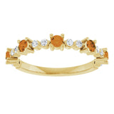 Round Citrine Stackable Ring with Diamond Accents in Yellow Gold