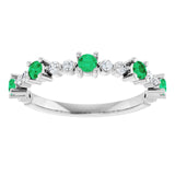 Round Emerald Stackable Ring with Diamond Accents in White Gold