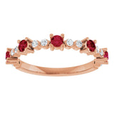 Round Ruby Stackable Ring with Diamond Accents in Rose Gold