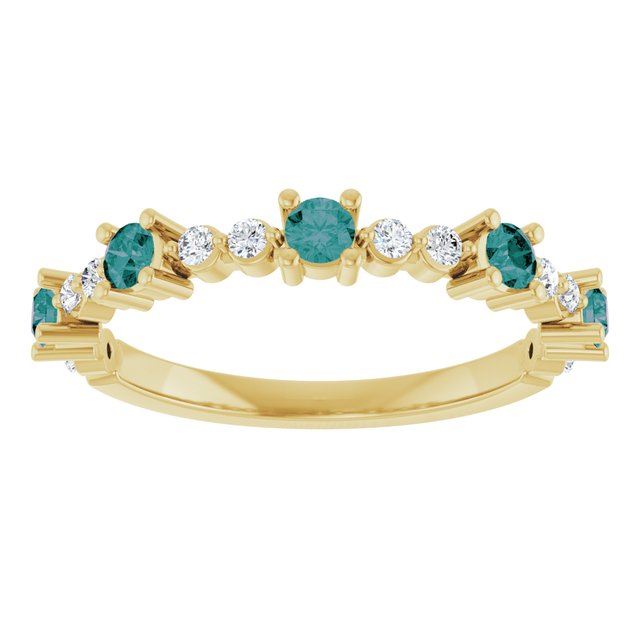 Round Alexandrite & Diamond Stackable Ring in Yellow Gold