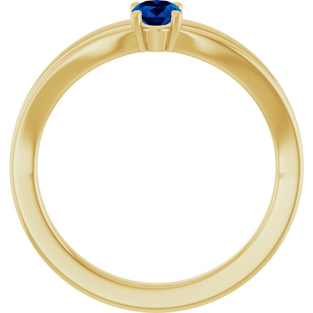 Oval Lab-Grown Blue Sapphire Youth Ring in Yellow Gold