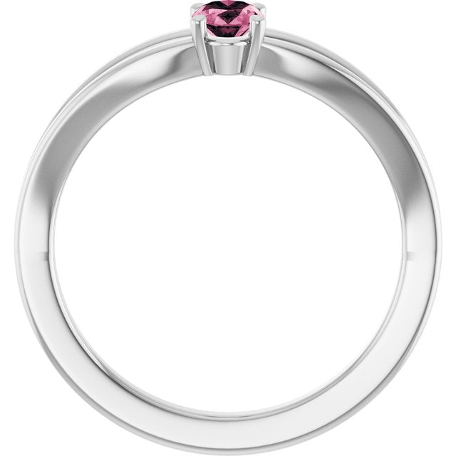 Oval Pink Tourmaline Youth Ring in Platinum