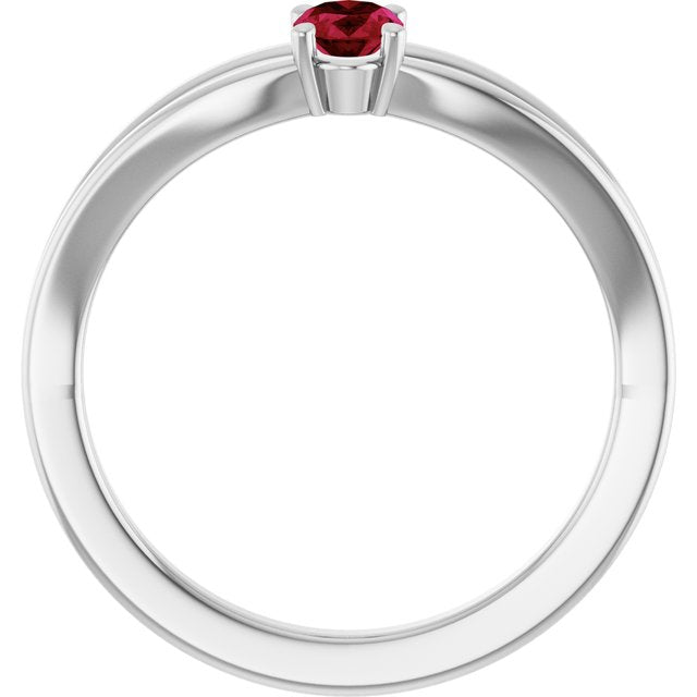 Oval Ruby Youth Ring in Platinum