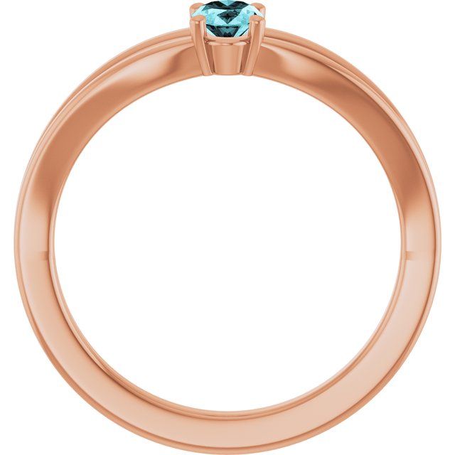 Oval Blue Zircon Youth Ring in Rose Gold