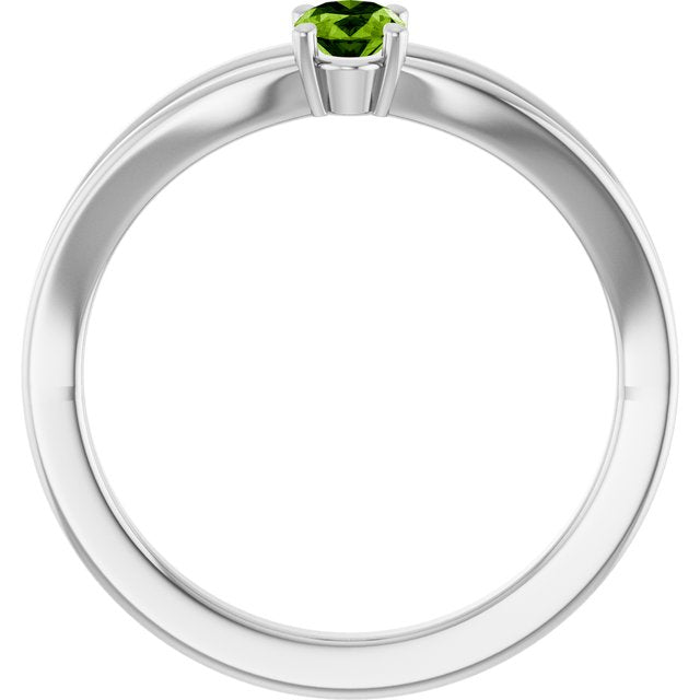 Oval Peridot Youth Ring in White Gold
