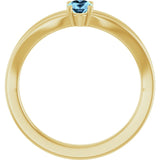 Oval Aquamarine Youth Ring in Yellow Gold
