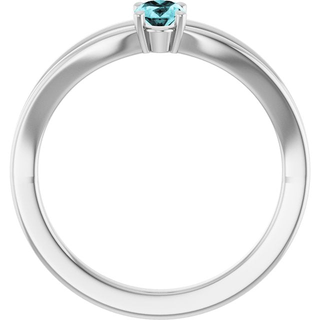 Oval Blue Zircon Youth Ring in White Gold