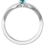 Oval Blue Zircon Youth Ring in White Gold