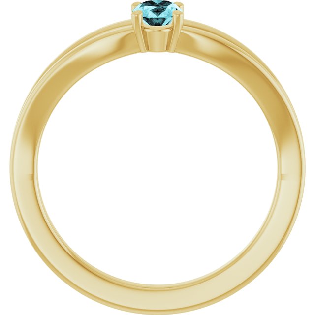 Oval Blue Zircon Youth Ring in Yellow Gold