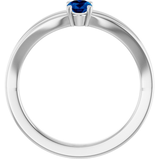 Oval Blue Sapphire Youth Ring in Platinum