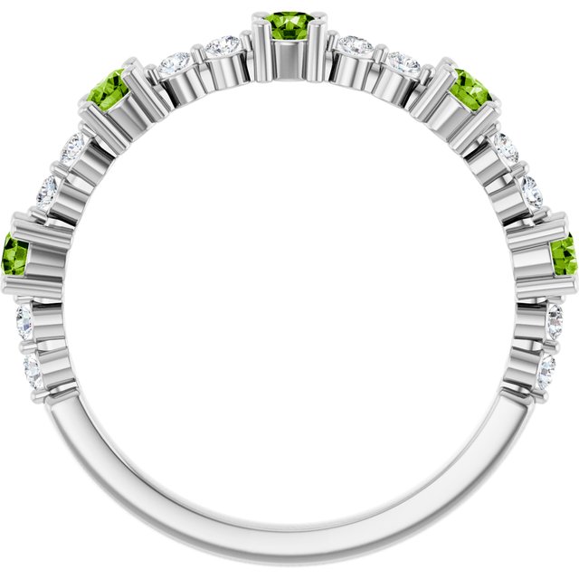 Round Peridot Stackable Ring with Diamond Accents in Platinum