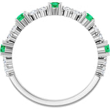 Round Emerald Stackable Ring with Diamond Accents in Platinum