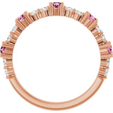 Round Pink Tourmaline & Diamond Stackable Ring in Rose Gold