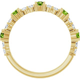 Round Peridot Stackable Ring with Diamond Accents in Yellow Gold