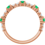 Round Emerald Stackable Ring with Diamond Accents in Rose Gold