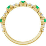 Round Emerald Stackable Ring with Diamond Accents in Yellow Gold