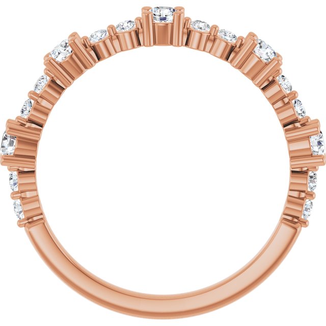 Round White Sapphire & Diamond Stackable Ring in Rose Gold