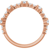 Round White Sapphire & Diamond Stackable Ring in Rose Gold