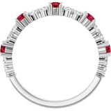 Round Lab-Grown Ruby & Diamond Stackable Ring in White Gold