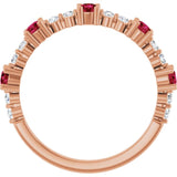 Round Ruby Stackable Ring with Diamond Accents in Rose Gold