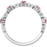 Round Pink Tourmaline Stackable Ring with Diamond Accents in Platinum