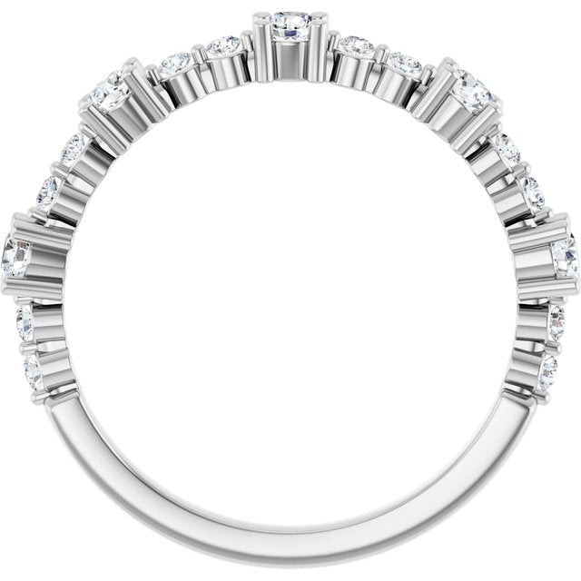 Round White Sapphire & Diamond Stackable Ring in White Gold