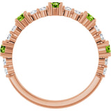 Round Peridot Stackable Ring with Diamond Accents in Rose Gold