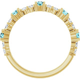 Round Blue Zircon & Diamond Stackable Ring in Yellow Gold