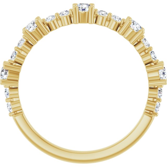 Round White Sapphire & Diamond Stackable Ring in Yellow Gold