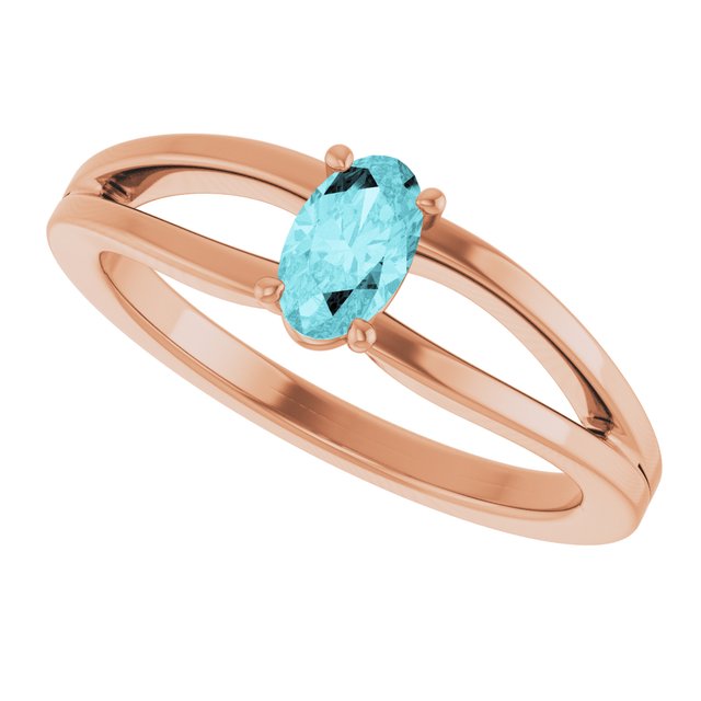 Oval Blue Zircon Youth Ring in Rose Gold