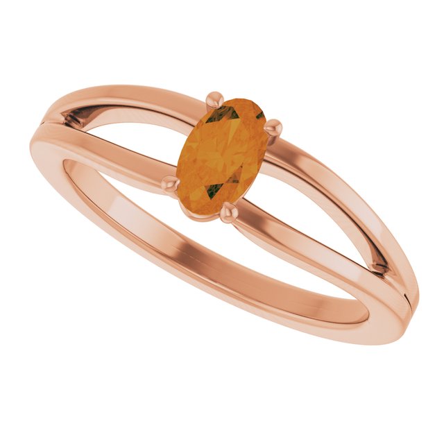 Oval Citrine Youth Ring in Rose Gold