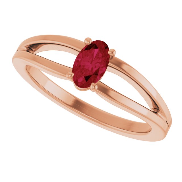 Oval Lab-Grown Ruby Youth Ring in Rose Gold