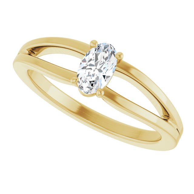 Oval White Sapphire Youth Ring in Yellow Gold
