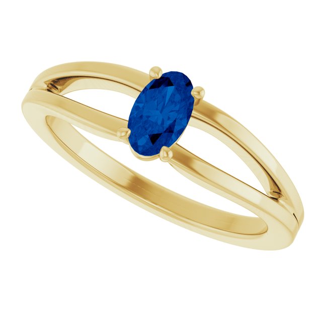 Oval Blue Sapphire Youth Ring in Yellow Gold