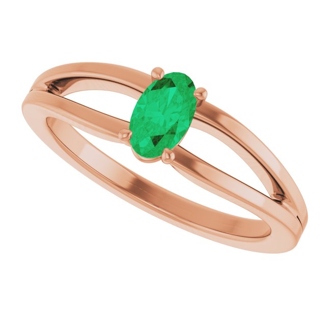 Oval Lab-Grown Emerald Youth Ring in Rose Gold