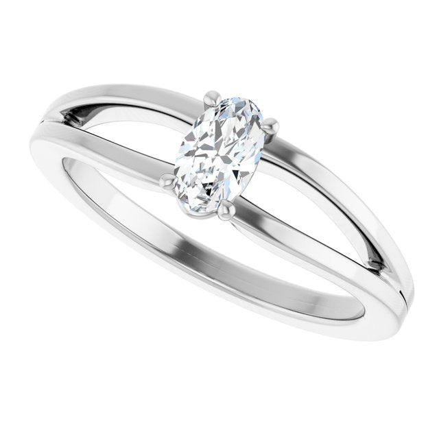 Oval White Sapphire Youth Ring in White Gold