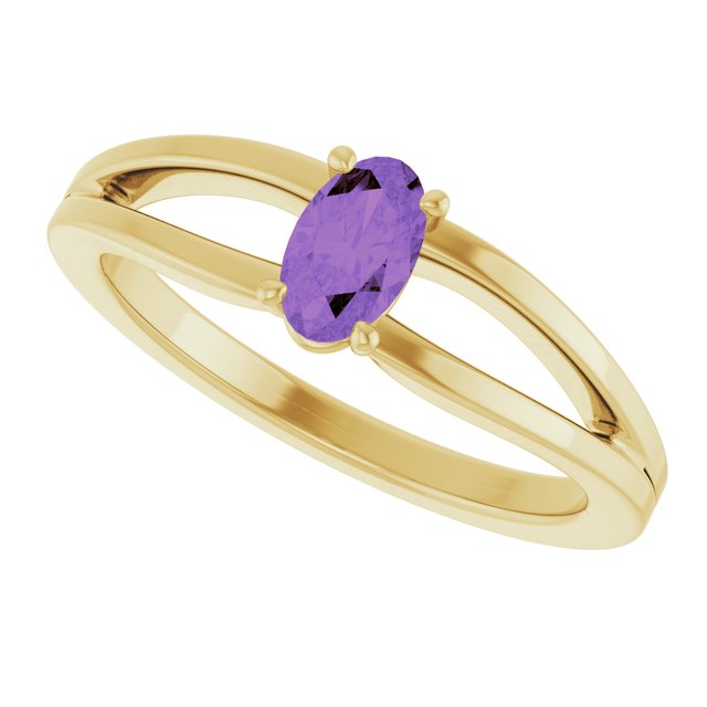Oval Amethyst Youth Ring in Yellow Gold