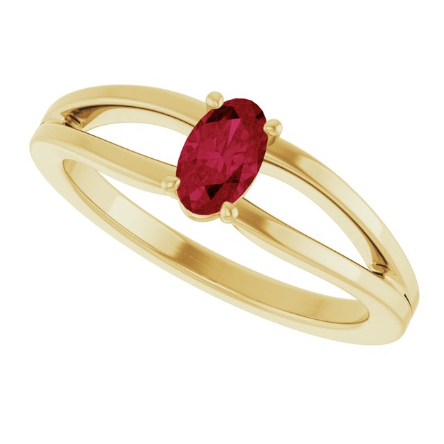 Oval Ruby Youth Ring in Yellow Gold