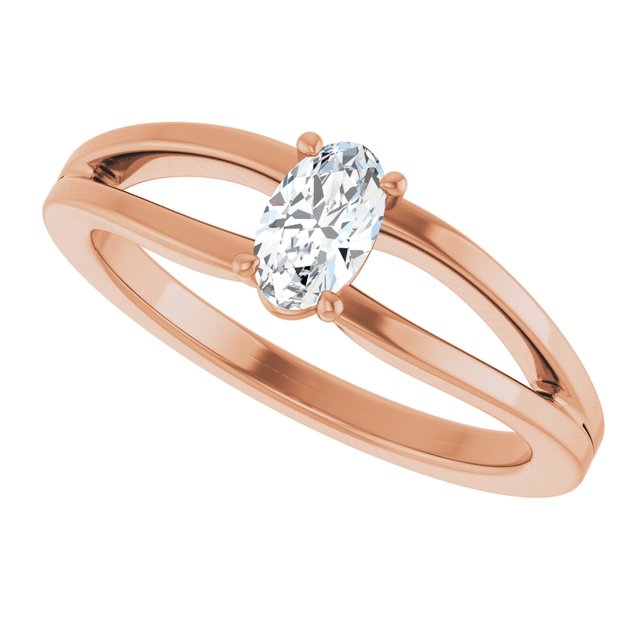 Oval White Sapphire Youth Ring in Rose Gold