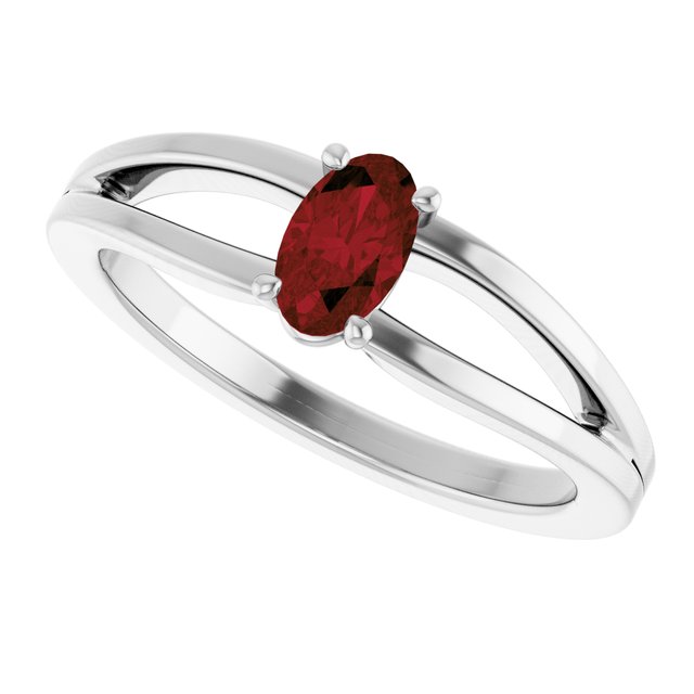Oval Mozambique Garnet Youth Ring in Platinum