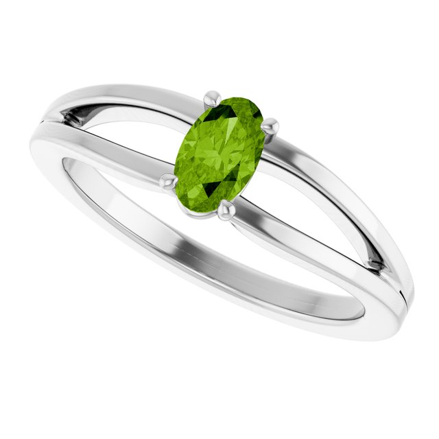 Oval Peridot Youth Ring in Platinum