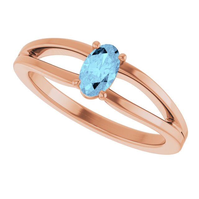 Oval Aquamarine Youth Ring in Rose Gold