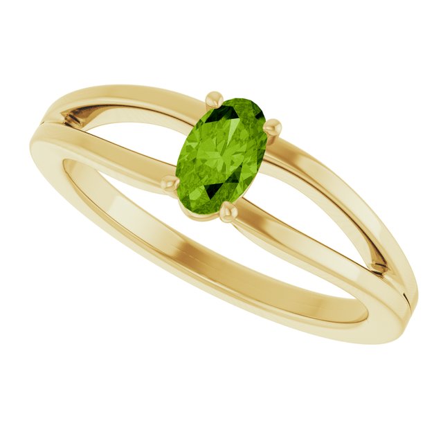 Oval Peridot Youth Ring in Yellow Gold
